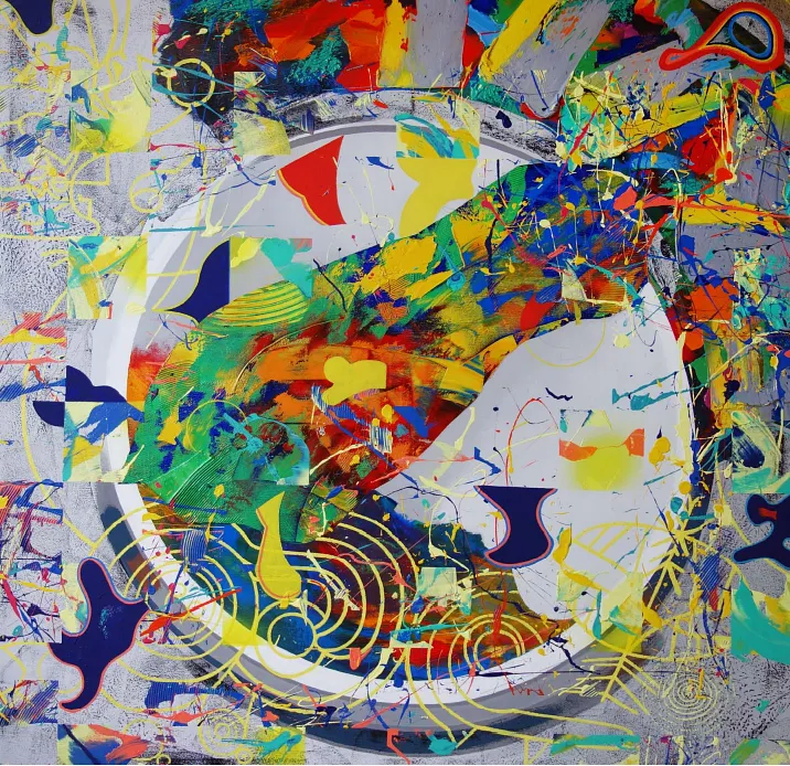 Image of Первинний рух VІІI  Серія «Prima Motus» by Maryan Besaga, size: 100x100 cm, made of олія, акрил, полотно, from Укарїна, part of the PRIMA MOTUS  series
